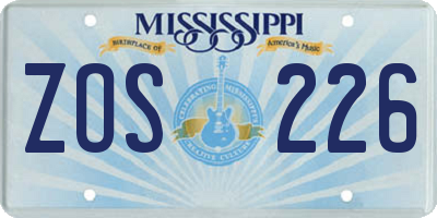 MS license plate ZOS226