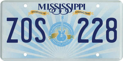 MS license plate ZOS228