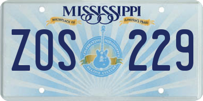 MS license plate ZOS229