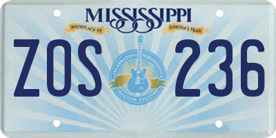 MS license plate ZOS236