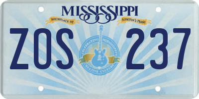 MS license plate ZOS237