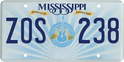 MS license plate ZOS238