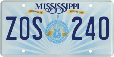 MS license plate ZOS240