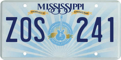 MS license plate ZOS241