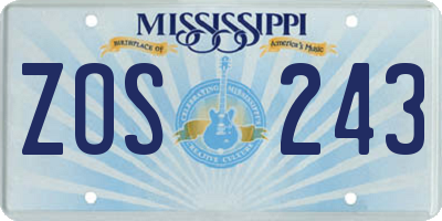 MS license plate ZOS243
