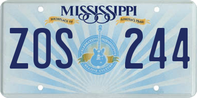 MS license plate ZOS244