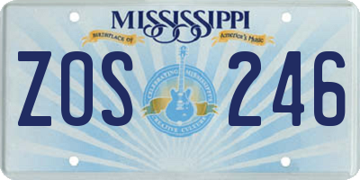 MS license plate ZOS246