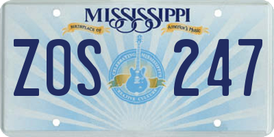 MS license plate ZOS247