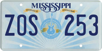 MS license plate ZOS253