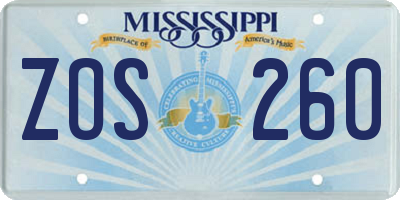 MS license plate ZOS260