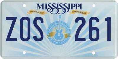 MS license plate ZOS261
