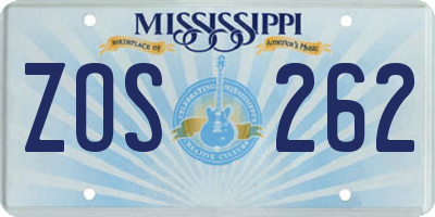 MS license plate ZOS262