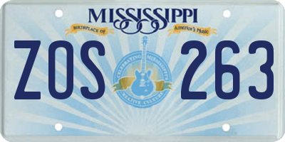 MS license plate ZOS263