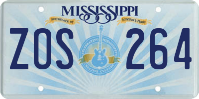 MS license plate ZOS264