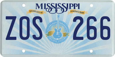 MS license plate ZOS266