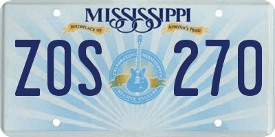 MS license plate ZOS270