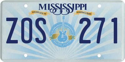 MS license plate ZOS271