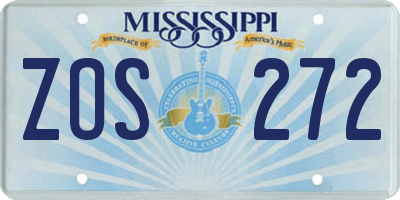 MS license plate ZOS272