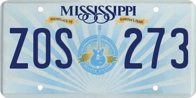 MS license plate ZOS273