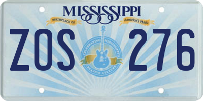MS license plate ZOS276