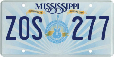 MS license plate ZOS277