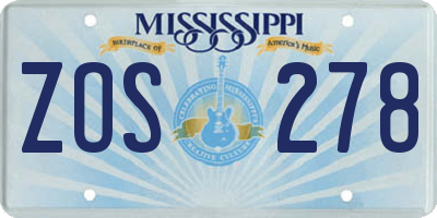 MS license plate ZOS278