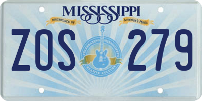 MS license plate ZOS279