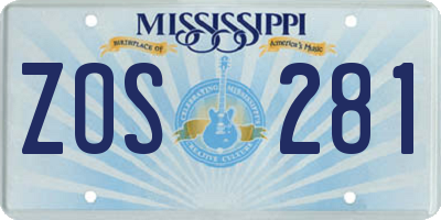 MS license plate ZOS281