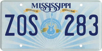 MS license plate ZOS283