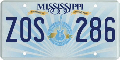MS license plate ZOS286
