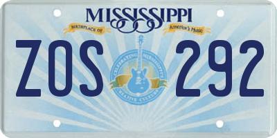 MS license plate ZOS292