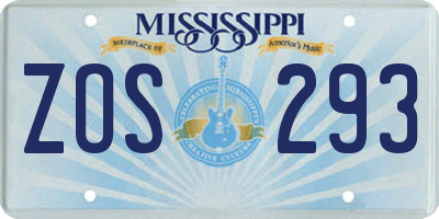 MS license plate ZOS293