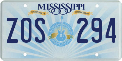 MS license plate ZOS294