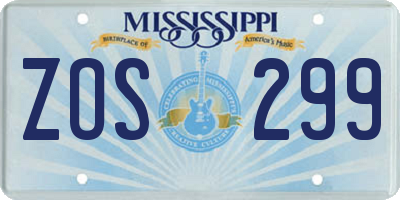 MS license plate ZOS299