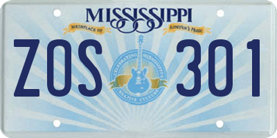 MS license plate ZOS301