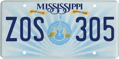 MS license plate ZOS305