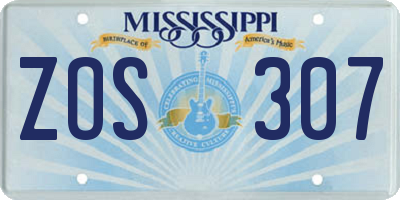 MS license plate ZOS307