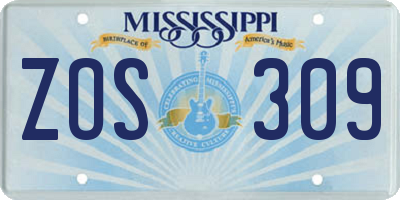 MS license plate ZOS309