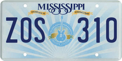 MS license plate ZOS310