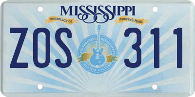 MS license plate ZOS311