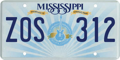 MS license plate ZOS312