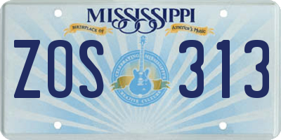 MS license plate ZOS313