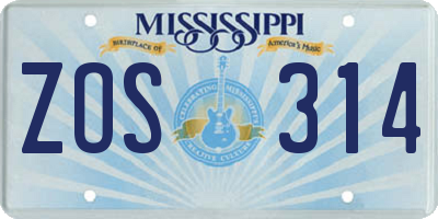 MS license plate ZOS314