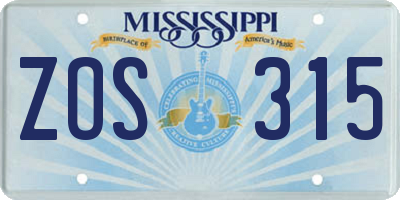MS license plate ZOS315