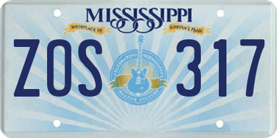 MS license plate ZOS317