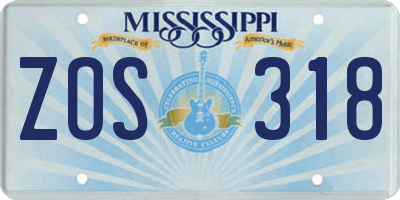 MS license plate ZOS318