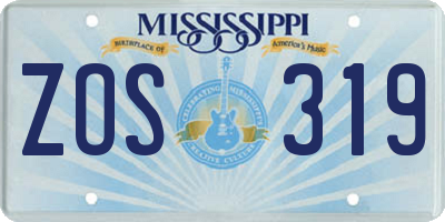 MS license plate ZOS319