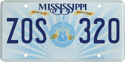 MS license plate ZOS320