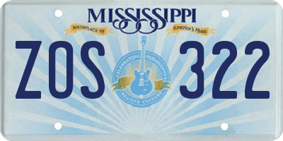 MS license plate ZOS322