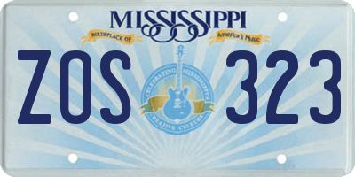 MS license plate ZOS323